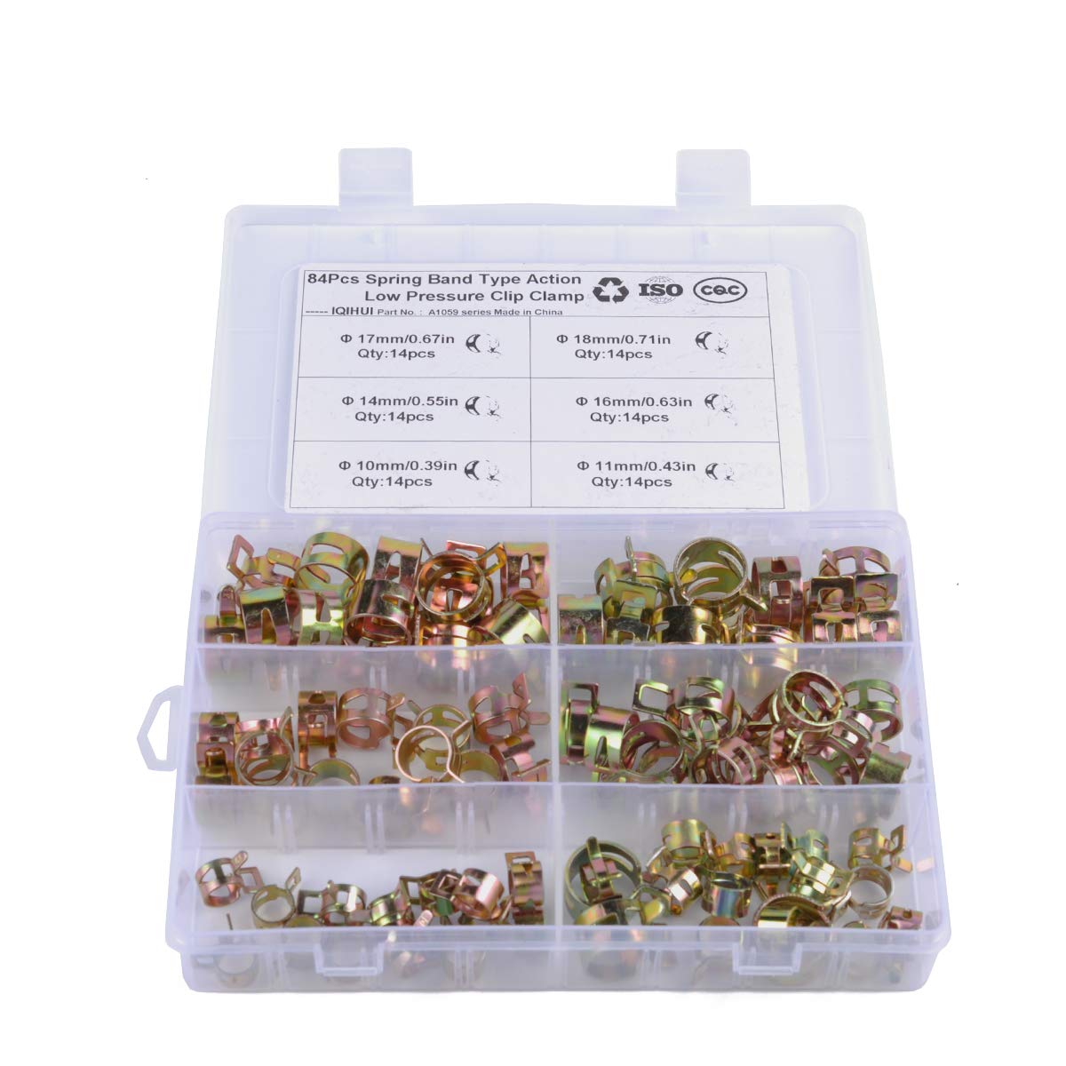 Namvo 6 Size 84 Pieces Spring Hose Clips Fuel Line Water Pipe Air Tube Silicone Vacuum Hose Clamp Fastener Assortment Kit 10mm 11mm 14mm 16mm 17mm 18mm