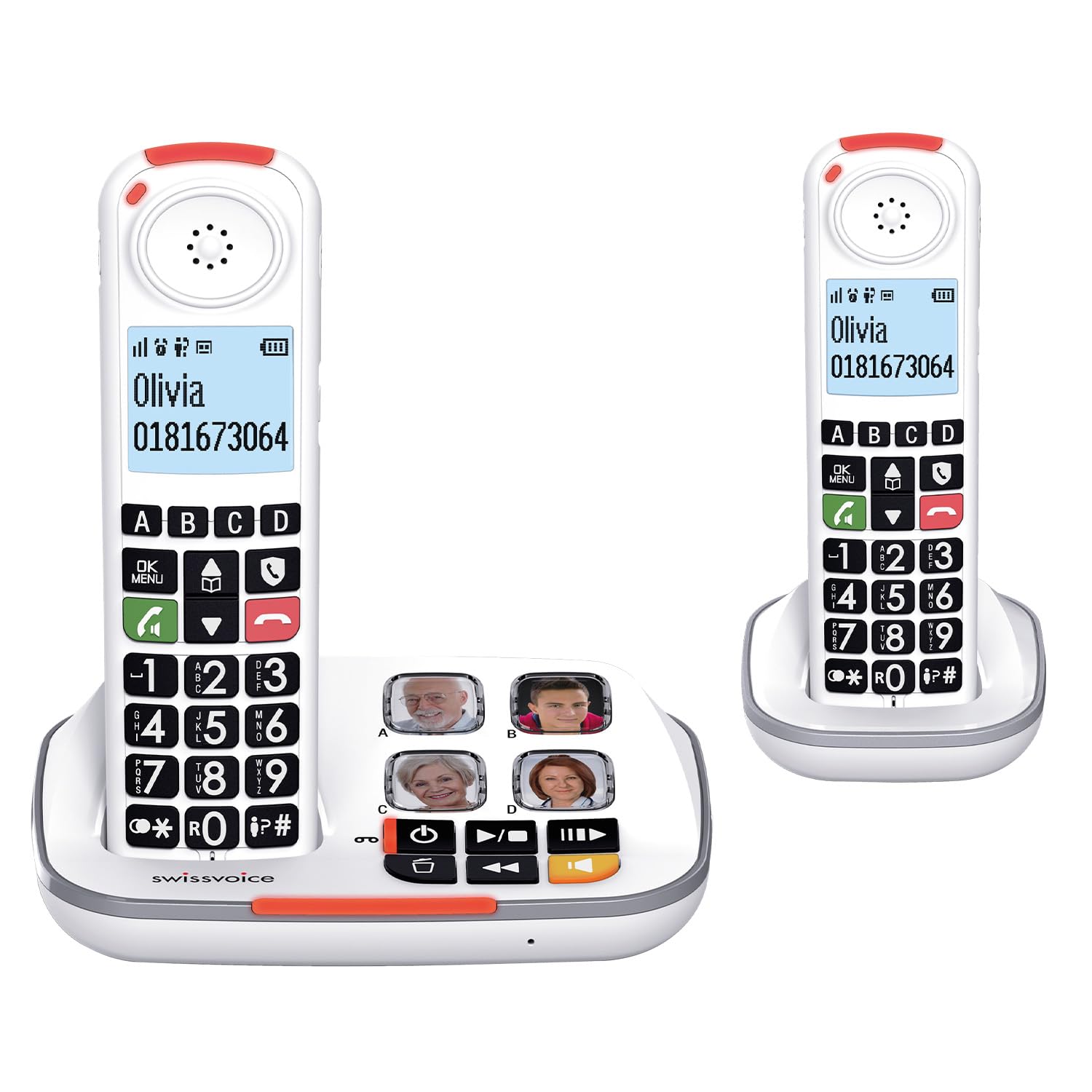 SWISSVOICE - Xtra 2355 Duo - DECT - Cordless Telephone - Large Keys - Answering Machine - Audio Boost - Loud Ringtones - Hearing Aids Compatible - Call Block- 2 Handsets - White