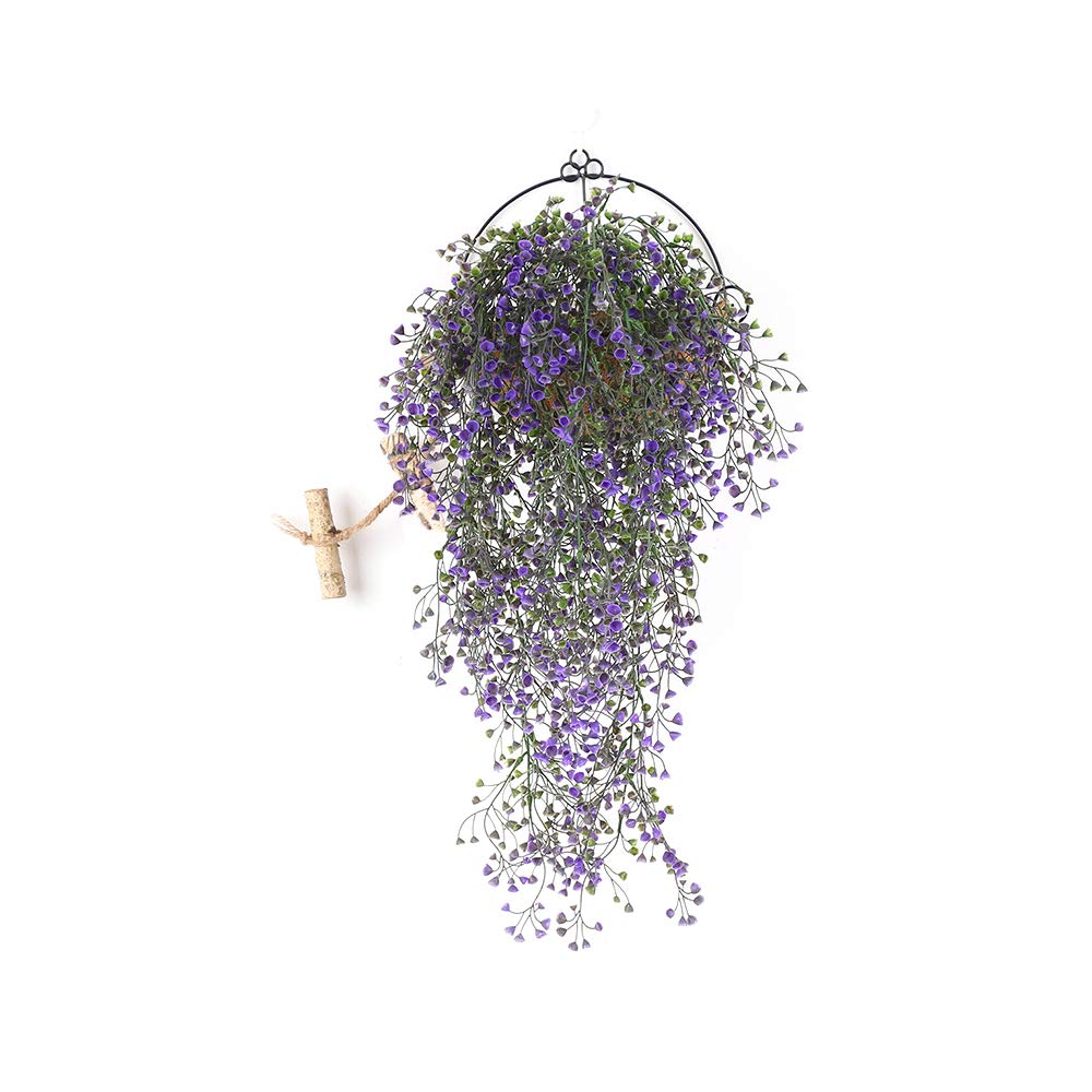 Shiwaki 2Pcs Imitation Admiralty Willow Wall Hanging Rattan Flower Vine Wall Home Garden Wedding Decor Vine (Purple)