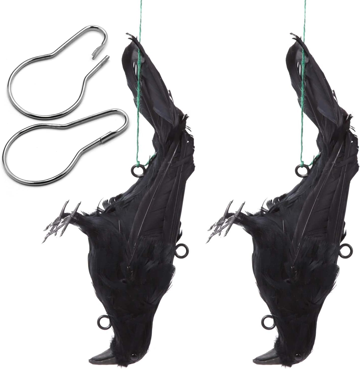 Holiday Décor Storage - Mootikar Get Rid of Crows,2 Pack Realistic Hanging Dead Crows Decoy Lifesize Extra Large Black Feathered Crow 12 inch Length