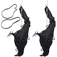 Mootikar Get Rid of Crows,2 Pack Realistic Hanging Dead Crows Decoy Lifesize Extra Large Black Feathered Crow 12 inch Length