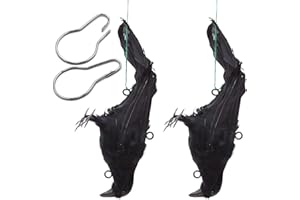 Mootikar Get Rid of Crows,2 Pack Realistic Hanging Dead Crows Decoy Lifesize Extra Large Black Feathered Crow 12 inch Length