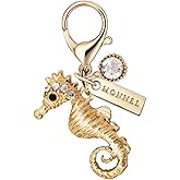 MC51 Crystal Sea Horse Lobster Clasp Charm Pendant with Pouch Bag (1 piece)