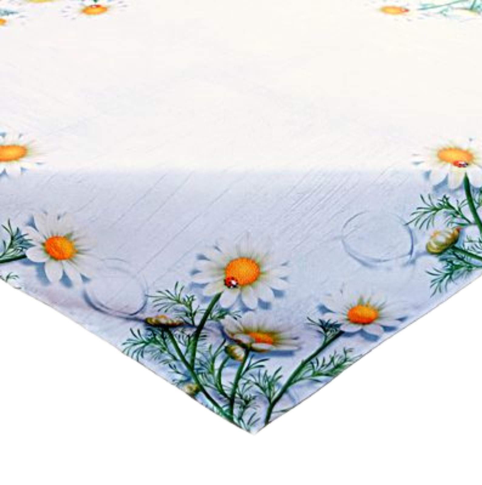 Raebel Table Cloth Table Topper Summer Decoration Printed Chamomile Flowers Easy Care Polyester (110 x 110 cm)