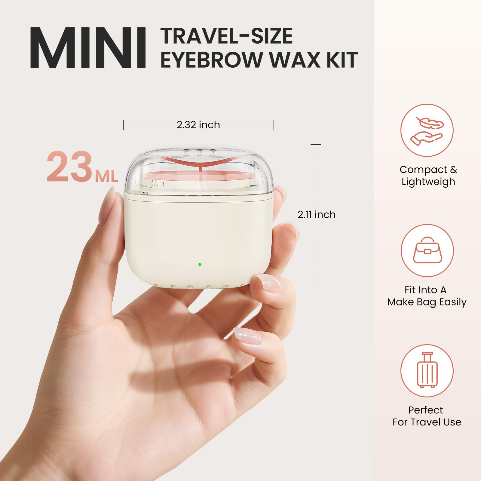 AUZEAL Eyebrow Waxing Kit for Women, Face Lip Nose Wax Hair Removal, 26 Eyebrow Waxing Sticks, 100g Wax Beads, USB Fast Heat, Smart Constant Temp, Mini Travel or Home Use