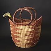 Brown Natural Boho Market Basket, Reusable Grocery Tote, Picnic, Beach, Harvesting, Foraging, Kitchen Countertop Fruits Holder, Farmers Market, Decorative, Wicker, Woven