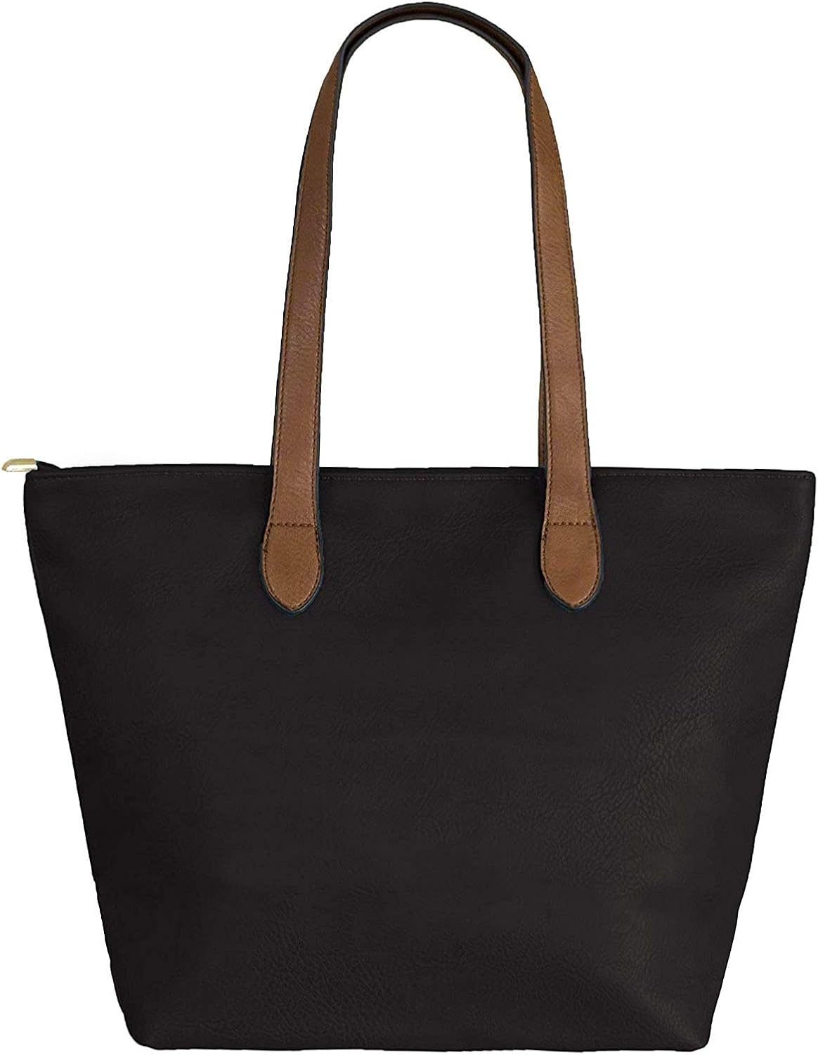 She & Bags Women Vegan Leather Classic Design Roomy Shopper Tote Handbag Ideal For Work Travel School (Black) - Image 3