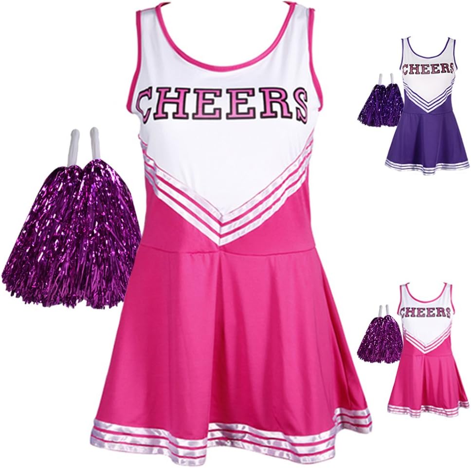 CWLN004a Pink COLLEGE SPORTS High School Cheerleader Ladies Girls Fancy Dress Costume Outfit Size M by hotsellnow4