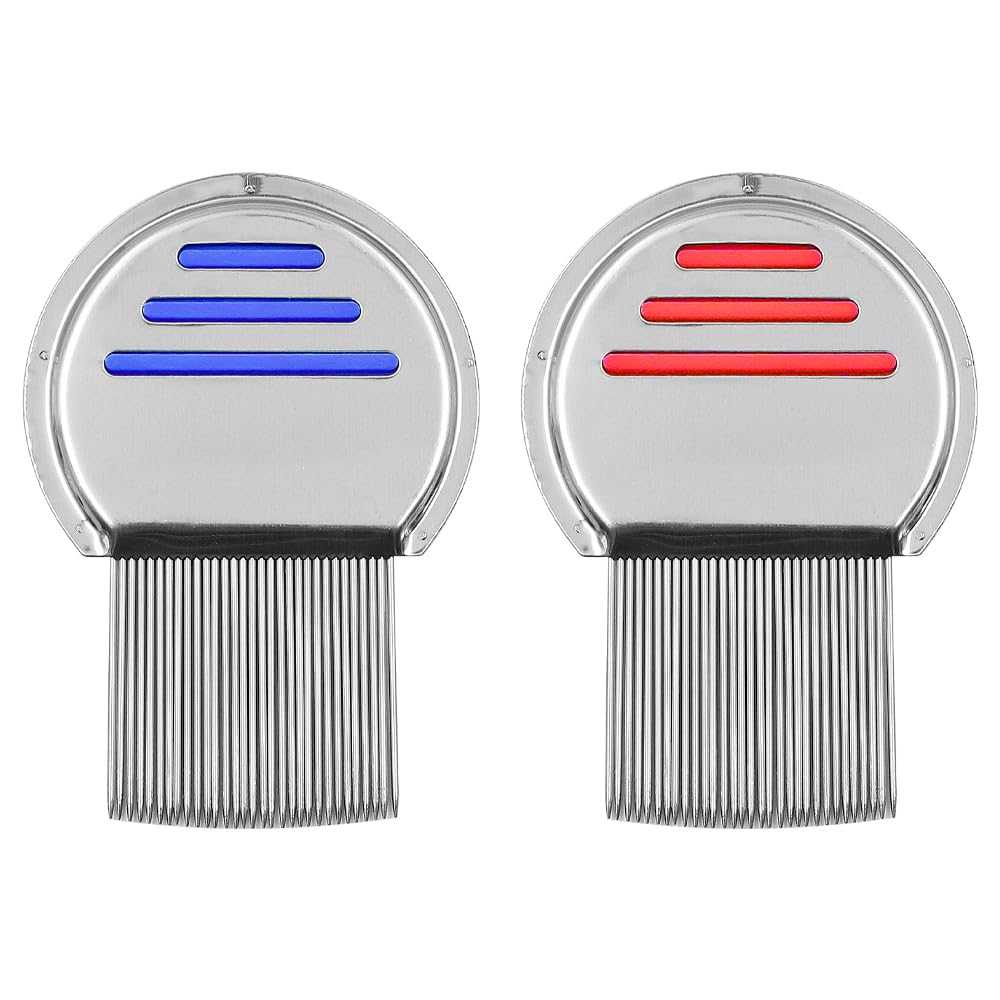 Tiardey 2PCS Lice Combs Extra Fine Reusable Lice Comb,Safely Removes Lice for Pets and Adults Head Lice Treatment (Red and Blue)