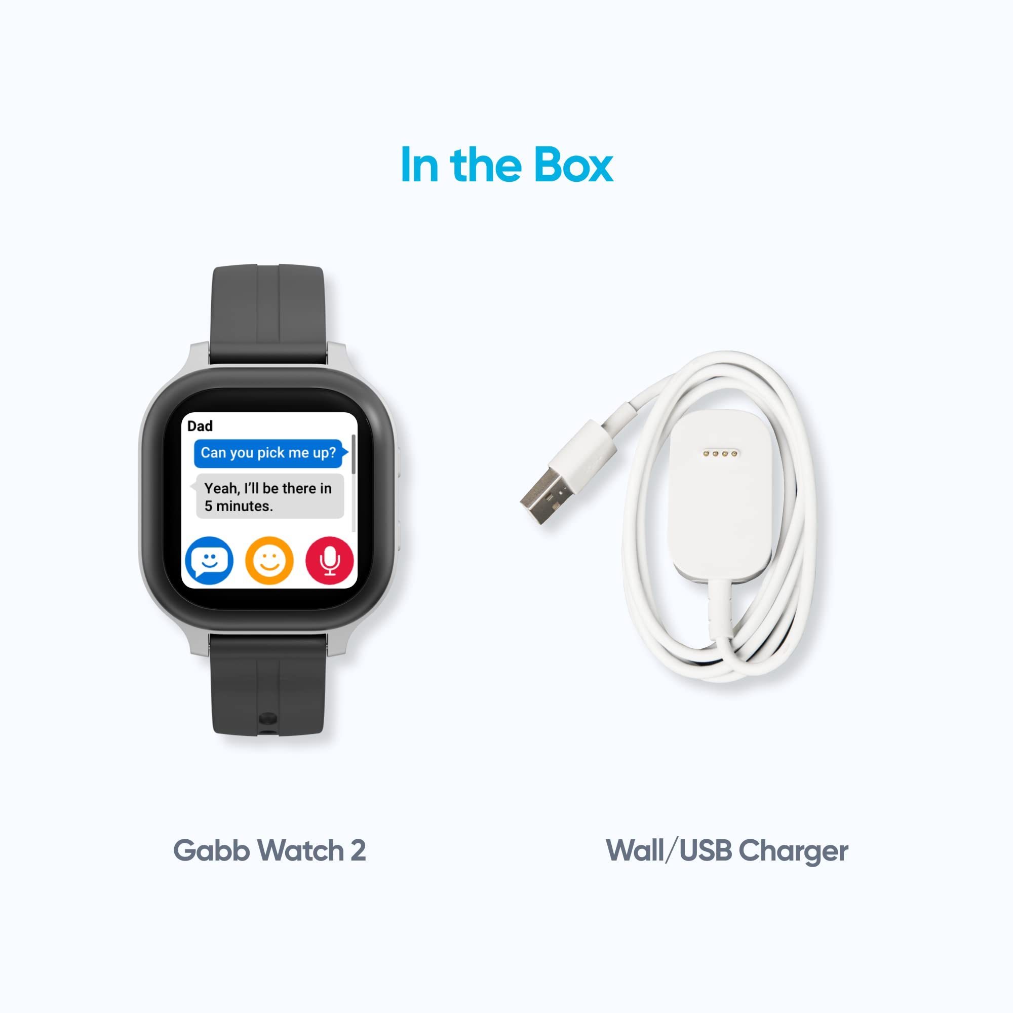 Gabb Watch 2 Smart Watch for Kids -Silver, GPS Tracker, Safe Cell Phone, Talk/Text Ability, Parental Controls, No Social Media, SOS Button, Not a Toy, Ages 6 and Up