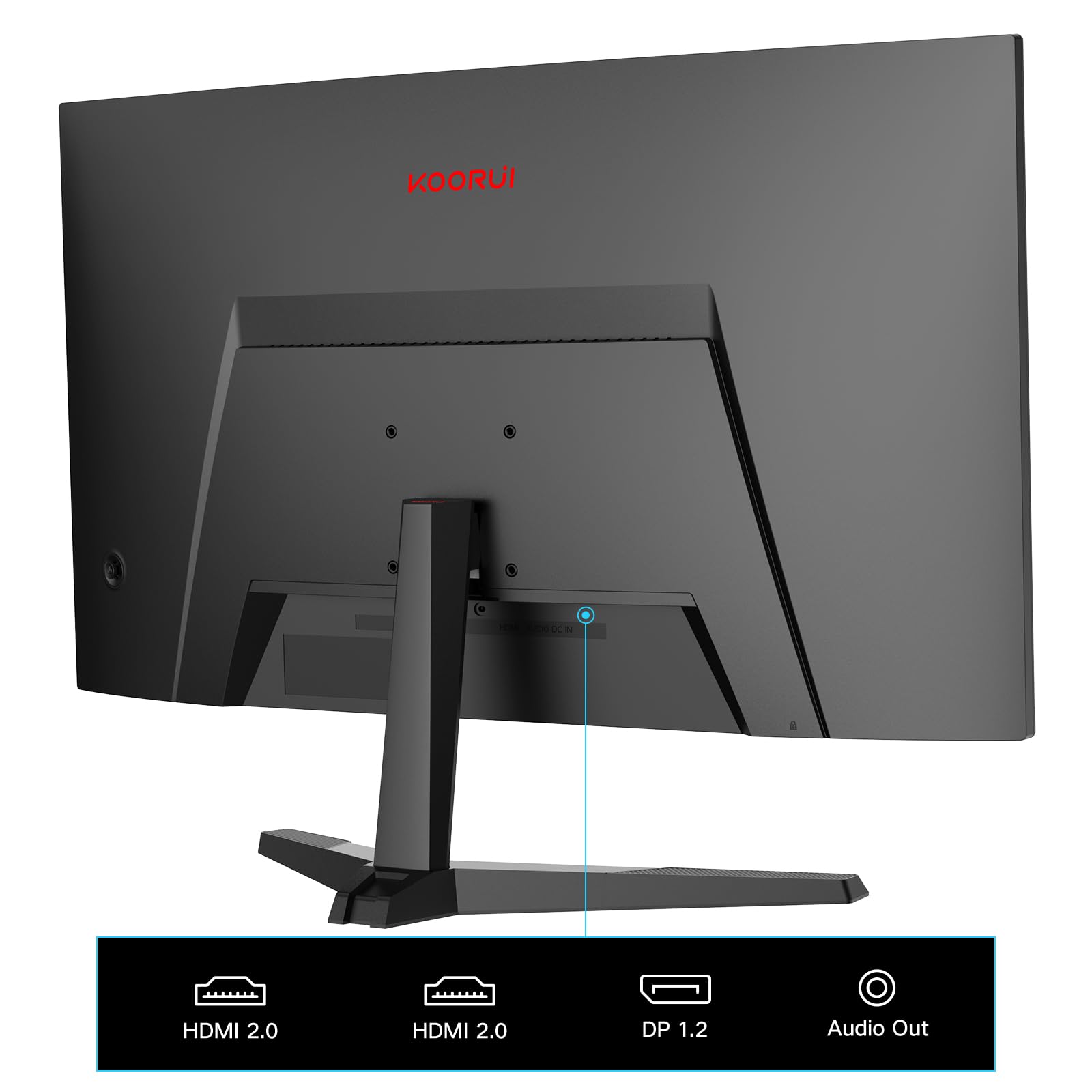 KOORUI 27 Zoll Curved Gaming Monitor, 180Hz FHD PC Bildschirm 1500R, Adaptive Sync DCI-P3 90%, VESA 100x100mm HDMI 2.0/DP 1.2, Schwarz 27E6CA 3