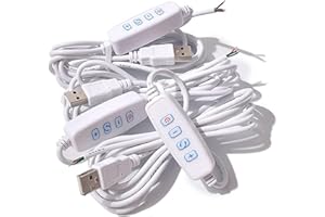 Junfamilee 1Pc White DC5V USB LED Dimmer Cable -Extension with On/Off Switch | Adjustable Brightness Controller for LED Bulbs and Lamps USB Light Accessories, LED Dimming Supplies
