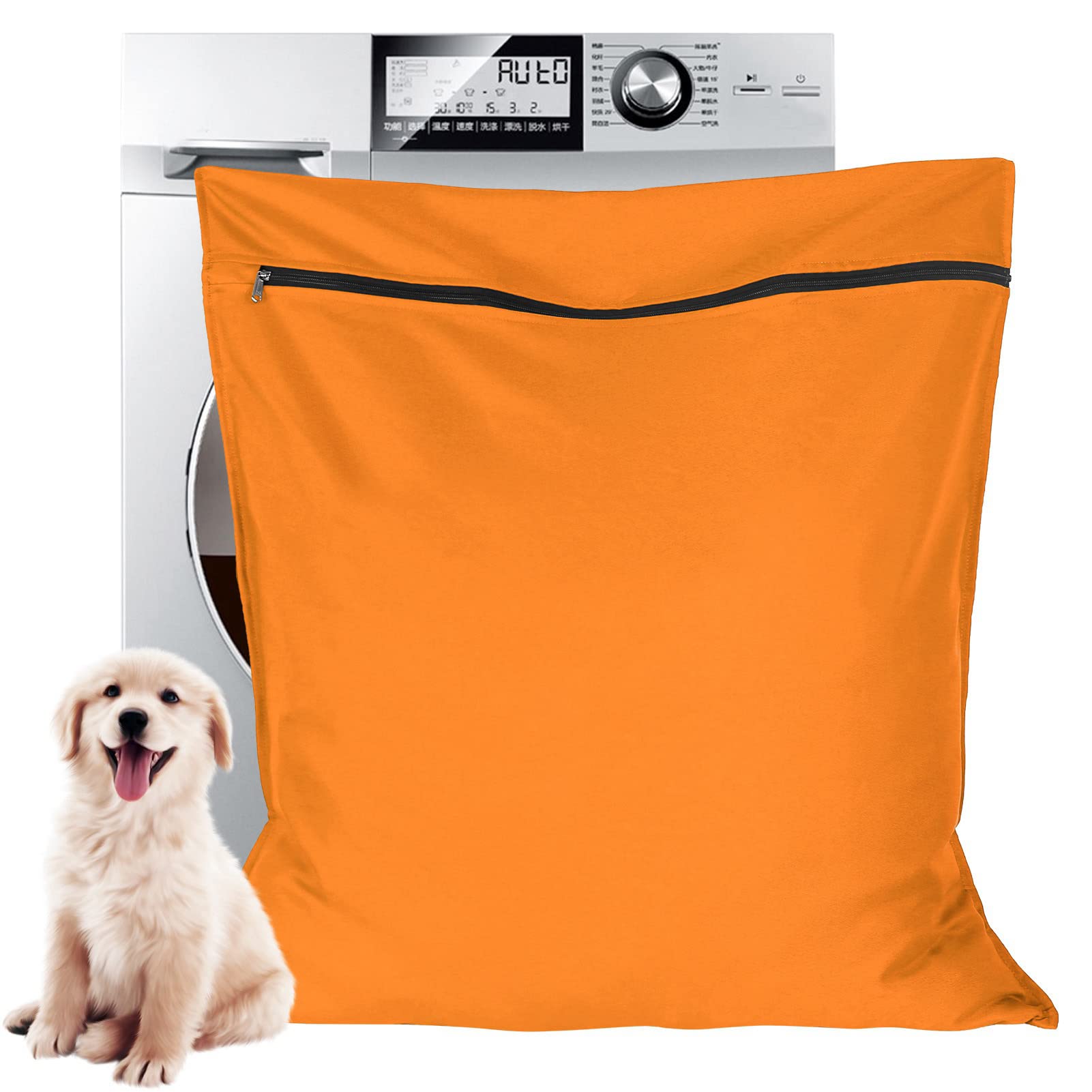 Aoliandatong Orange Pet Laundry Bag, Stops Pet Hair Blocking Washing Machine, Large Size, Ideal For Dog Cat Horse Rabbit
