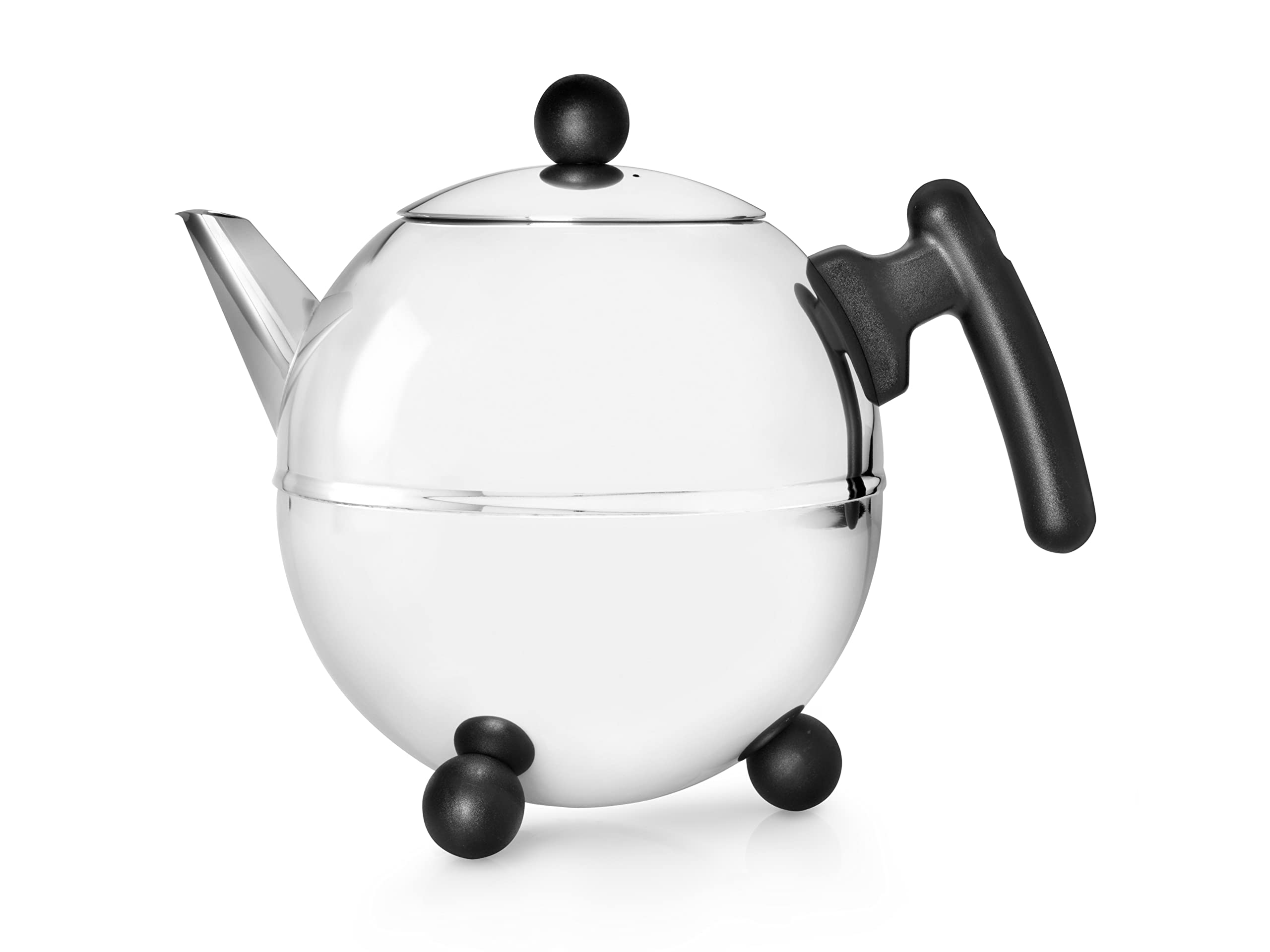 Bredemeijer 1.5 L Stainless Steel Teapot Bella Ronde, Silver/Black