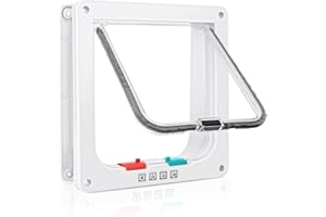 Cat Door, 2 Inch Thick Pet Door with 4 Way Lock for Interior and Exterior Doors, Weatherproof Pet Door for Cats, Doggie, Oute