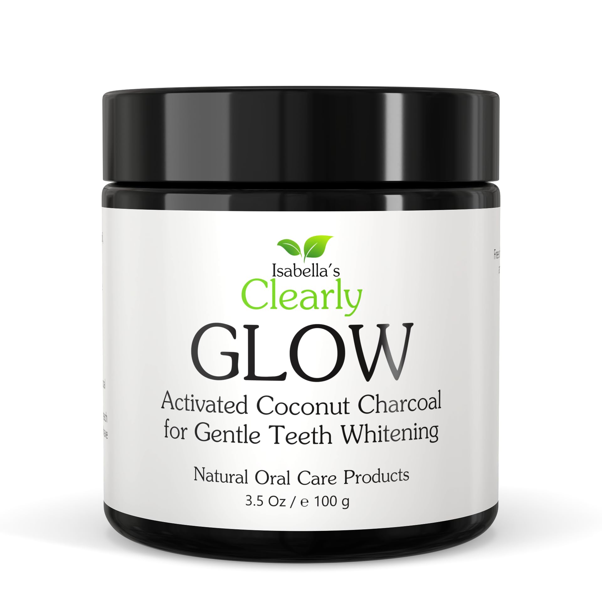 Isabella's Clearly GLOW Coconut, Teeth Whitening Activated Charcoal Powder | Pure, Natural, Food Grade, Non GMO, Made in USA | Whiten Teeth Naturally 100g (1 year supply)