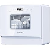 AIRMSEN Large Slim Countertop Dishwasher with Complete 2-Level Rack, Portable Dishwashers with 5L Built-in Water Tank, 3-Spra