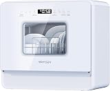 AIRMSEN Large Slim Countertop Dishwasher with Complete 2-Level Rack, Portable Dishwashers with 5L Built-in Water Tank, 3-Spray Arms & 12H Delay Start, No Hookup Needed, A01