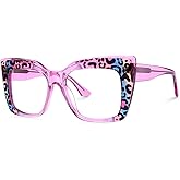 VOOGLAM Blue Light Blocking Glasses for Women Men Anti Eyestrain Dry Eyes Oversize Rectangle Eyeglasses Pacheco