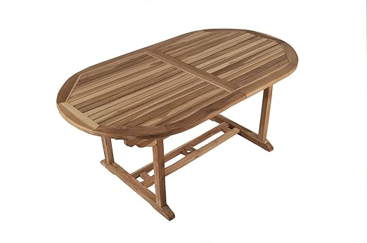 SAM Gartentisch Aruba, Ausziehtisch oval mit Schirmloch, Tisch aus Teak-Holz, ca. 180-240 x 100 cm