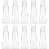 10 Pcs Refillable Travel Toothpaste Tube Empty Lip Gloss Tubes 10ml Clear Lip Balm Containers Refillable Empty Tubes Bottles Balm for Sample Shampoo Makeup Facial Cleanser Lips Gloss