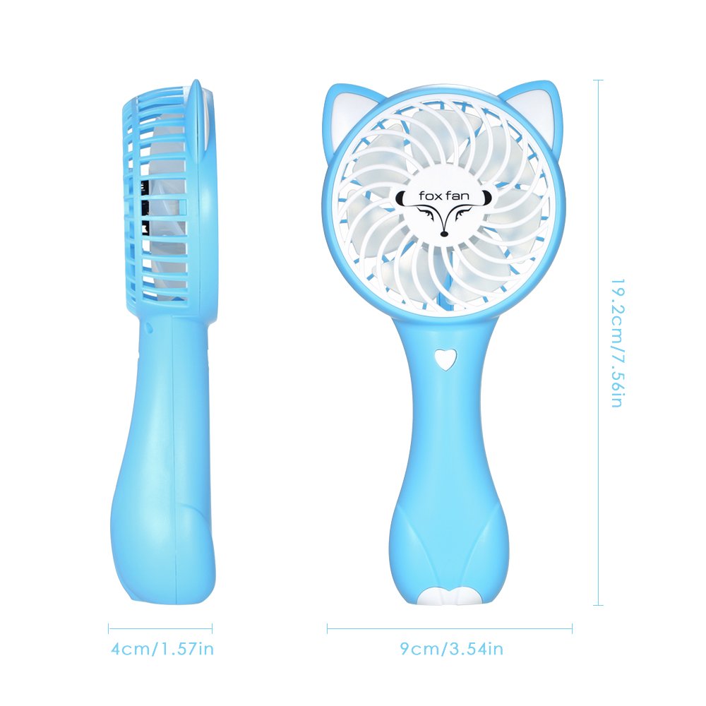 Niubity Mini Handheld Fan Portable Battery Operated Cooling Air Conditioning 3 Speed Mini Fan Electric Personal USB Desk Fans for Home and Travel