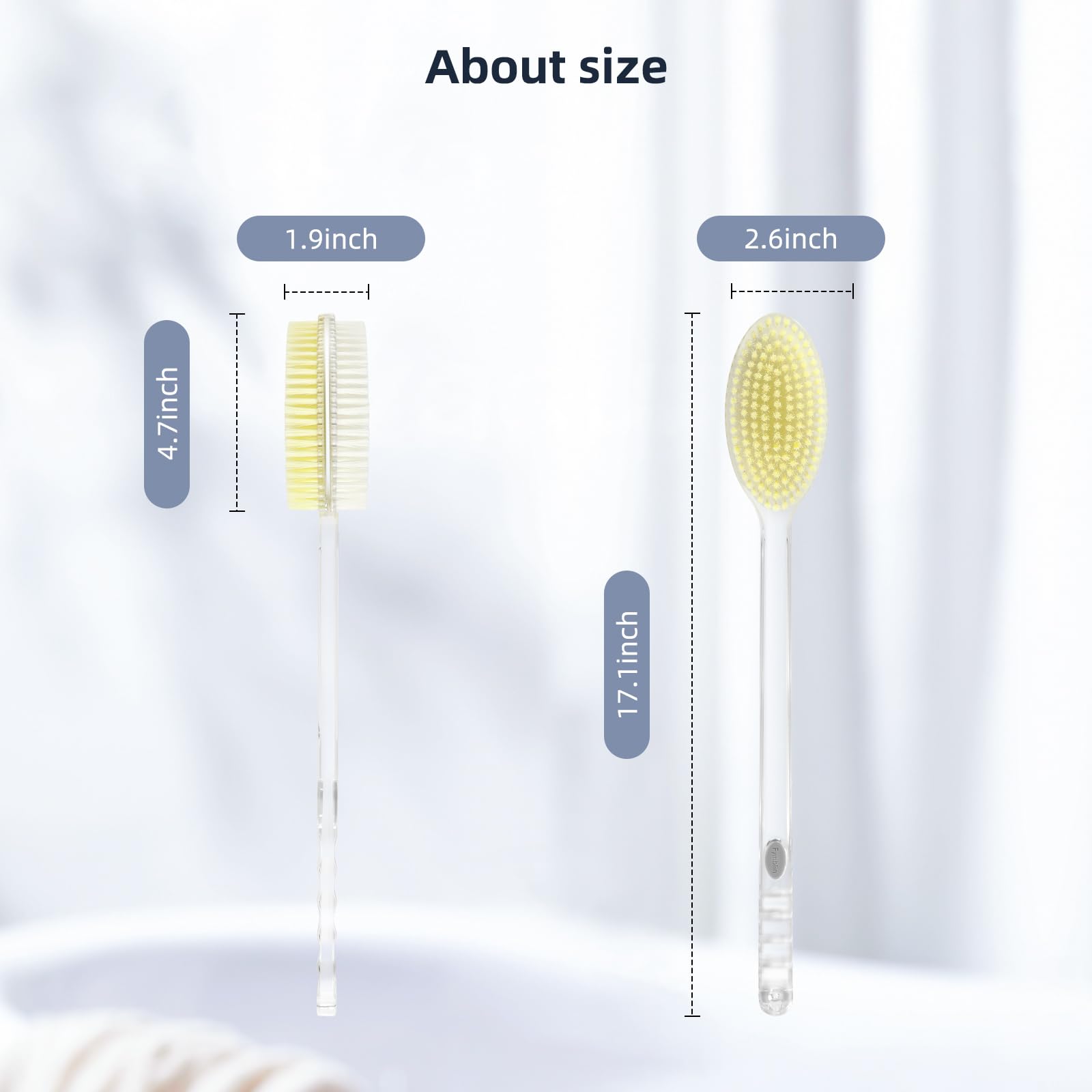 Back Scrubber Long Handle for Shower,Back Brush Dual-Sided with Stiff and Soft Bristles,Body Exfoliator for Bath or Dry Brush