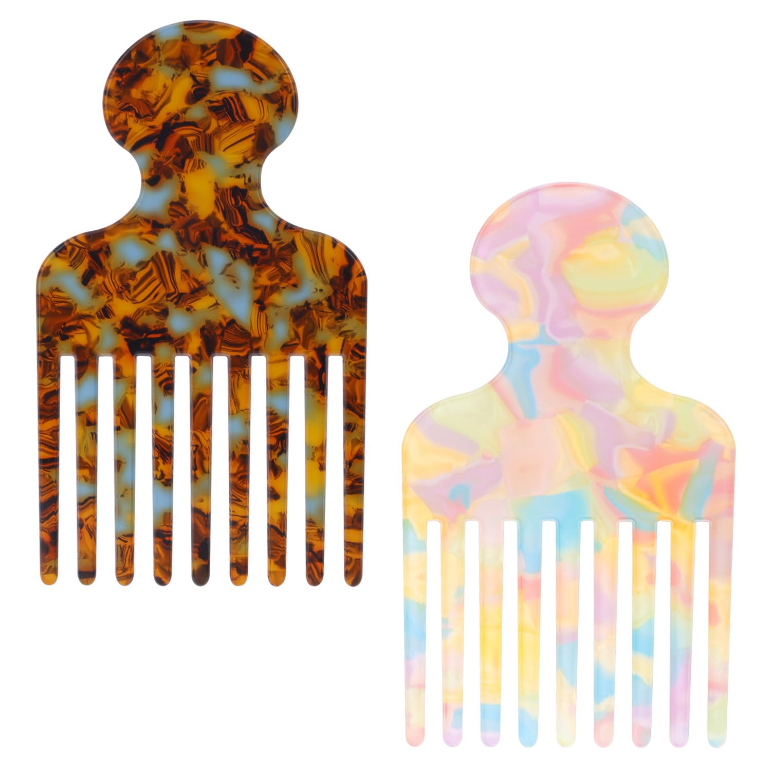 Photo 1 of **SEE NOTES***2pcs Wide Tooth Hair Pick Comb for Curly Hair, 4.72in Smooth Detangling Lifting Comb Styling Tool for Men Women Thick Long Hairs Volumizing and Reducing Knots (Colorful)