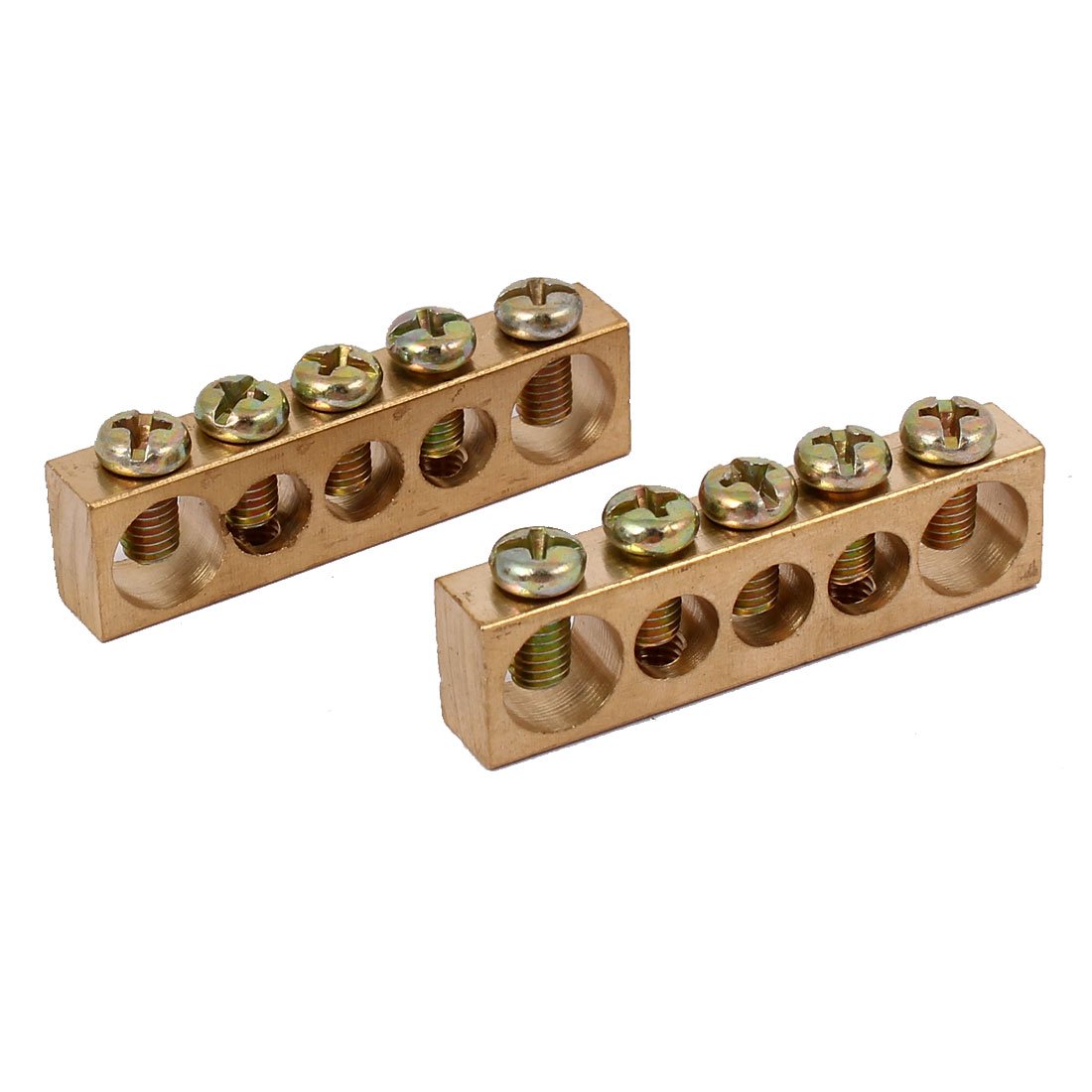 Sourcingmap 5 Positions Electric Wire Screw Terminal Ground Copper Neutral Bar 2pcs