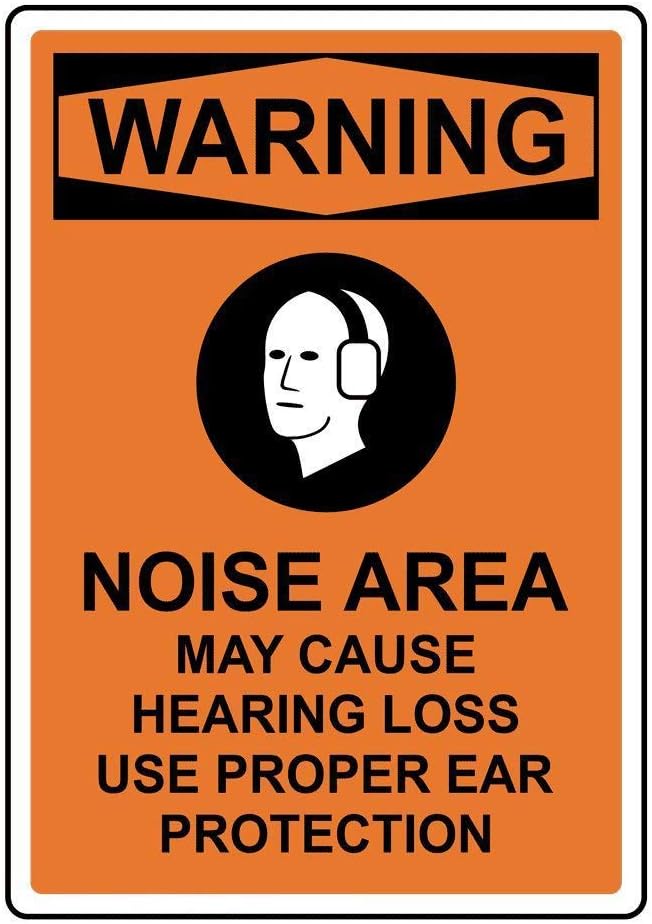 Lplpol Warning Noise Area May Cause Hearing Loss Use Proper Ear Protection OSHA Garage Decor Safety Sign Caution Warning Sign Tin Metal Decor Sign 10