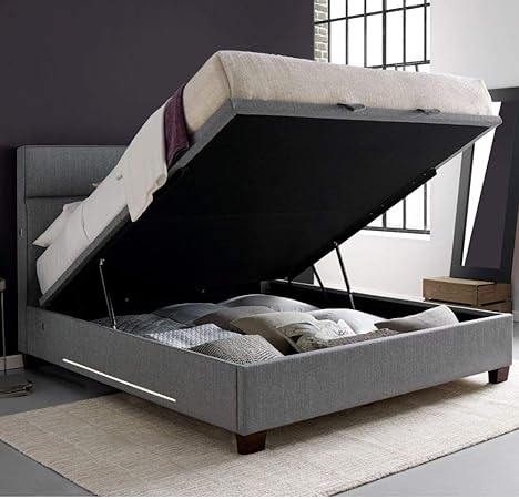 Cama otomana con 2 puertos de carga USB y luz LED, Happy Beds Chilton