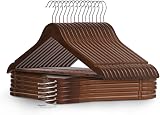 KEPLIN Wooden Hangers 20 Pack Walnut with 360 Rotating Hook & Notched Shoulders