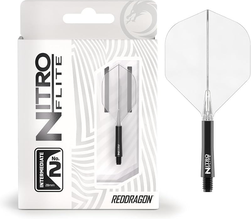 Red Dragon Nitro Flite Darts Integrated Flight & Shaft System No.2 Black Clear