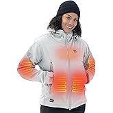 DEWBU Heated Jacket for Women with 12V Battery Pack Winter Outdoor Soft Shell Electric Heating Coat