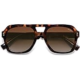 SOJOS Retro Thick Polarized Aviator Sunglasses for Women Men, Large Trendy Bold Square Pilot Shades SJ2385