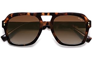 SOJOS Retro Thick Polarized Aviator Sunglasses for Women Men, Large Trendy Bold Square Pilot Shades SJ2385