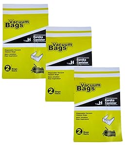 Style H Disposable Vacuum Cleaner Bags Compatible with Eureka Canister Cleaner Bags (3 Packs - Total of 6 Bags)