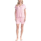 Goodnight Kiss Chic Women's Pajama Set - Soft 2 Piece Button Down Shirt and Sleep Shorts