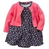 Carter's Baby Girls' 2 Piece Floral Dress Set (12 Months, Navy/Pink)