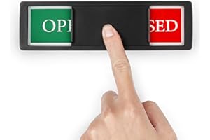 K KITCHENTOUR Open Sign For Bussiness Door, Open Closed Slide Door Sign for Office Store Private Studio Surgery and Clincs,Privacy Slider Door Indicator with Clear, Bold & Colored Text -Black