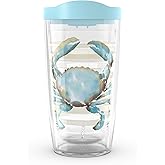Tervis Sara Berrenson - Atlantica Collection Made in USA Double Walled Insulated Tumbler Travel Cup Keeps Drinks Cold & Hot, 16oz, Crab