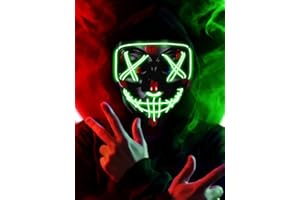 ROC PARTY Led Light Up Scary Mask El Wire Mask for Halloween 3 Lighting Modes for Aldult Teens