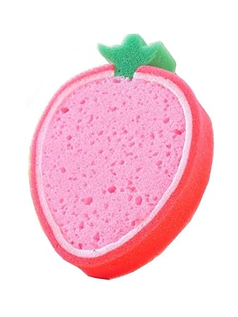 Epyz Fruit Shaped Bath Sponge Loofah Scrubber Bathing Tools for Kids (Strawberry) - Set of 2
