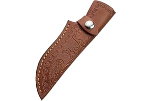 Xeerrfan Leather Knife Sheath for Belt, Genuine Leather Holster for up to 4.3" Fixed Blade Knife, Hunting Knives Holder with Snap Closure
