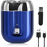 Mini Electric Shaver for Men, Upgrade Pocket Dual Head Shaver, Portable Razor for Men, Rechargeable Waterproof Compact Travel Electric Razor, USB Close Battery shavers (Blue)