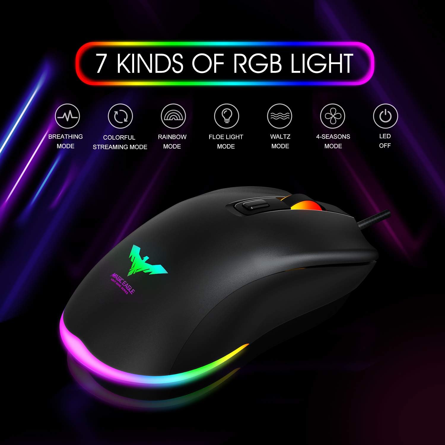 Havit Keyboard Rainbow Backlit Wired Gaming Keyboard Mouse Combo, LED 104 Keys USB Ergonomic Wrist Rest Keyboard, 4800 Dots Per Inch 6 Button RGB Mouse for Windows Gamer Desktop, Computer (Black): Computers & Accessories