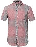 SSLR Men's Straight Fit Ombre Button Down Gingham Short Sleeve Casual Shirt