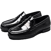 Men’s Classic Shiny Leather Handmade Casual Business Loafers Fashion Cap Toe Comfort Slip On Non Slip Wedding Formal Dress Penny Tuxedo Shoes