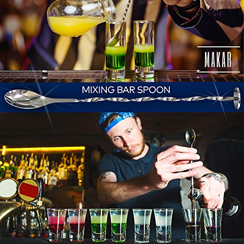Complete Cocktail Set including 24 oz Cocktail Shaker - Bartender Kit with Martini Shaker and Recipes - Professional 5 piece Bar Tools Mixology Kit - Barware Set with Drink Shaker