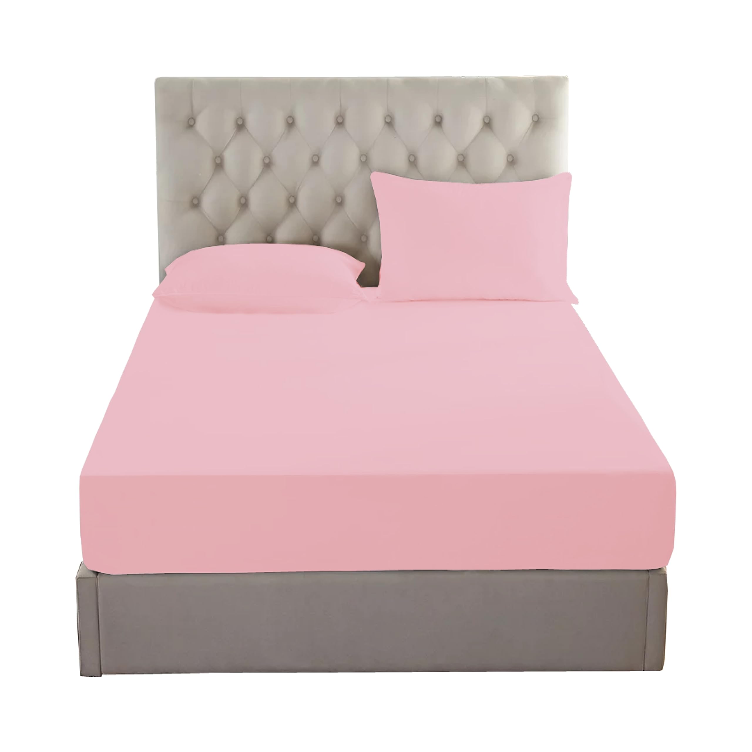 100% Egyptian Cotton 200 Threat Count Fitted Bed Sheets (Super King, Pink)
